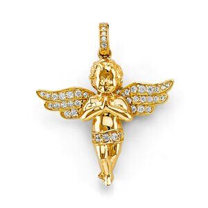 14KT Gold CZ Angel Baby Pendant